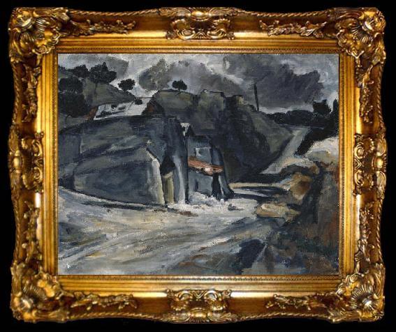 framed  Paul Cezanne Paysage provencal, or Rochers a L