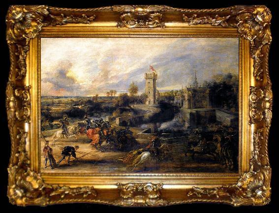 framed  Peter Paul Rubens Tournament in front of Castle Steen, ta009-2
