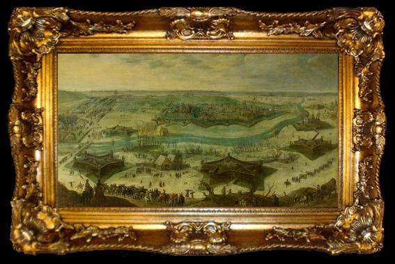 framed  Peter Snayers A siege of a city, thought to be the siege of Gulik by the Spanish under the command of Hendrik van den Bergh, 5 September 1621-3 February 1622., ta009-2