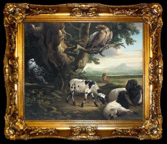 framed  Philip Reinagle Birds of Prey, Goats and a Wolf, in a Landscape, ta009-2