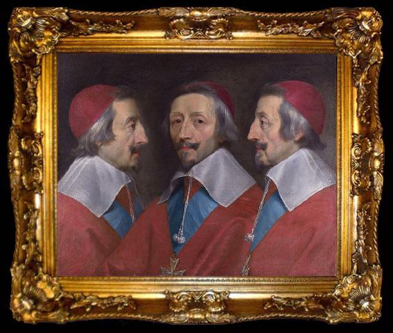 framed  Philippe de Champaigne Triple Portrait of Cardinal de Richelieu, ta009-2