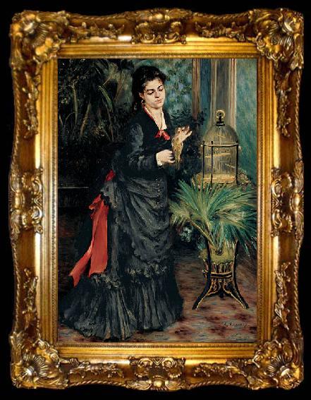 framed  Pierre Auguste Renoir Woman with a Parrot, ta009-2