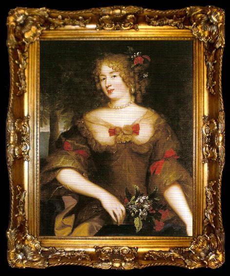 framed  Pierre Mignard Portrait of Francoise-Marguerite de Sevigne, Comtesse de Grignan, ta009-2