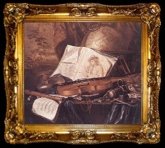 framed  Pieter de Ring Still Life of Musical Instruments, ta009-2