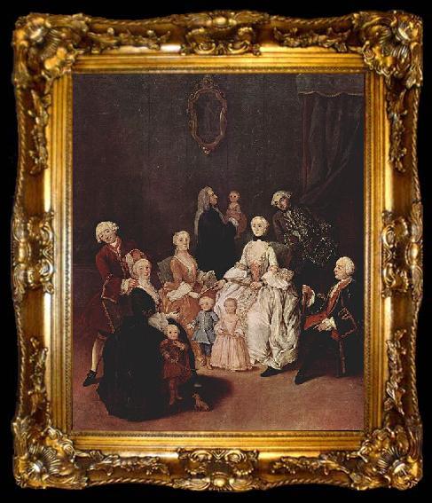 framed  Pietro Longhi Portrat einer Patrizierfamilie, ta009-2