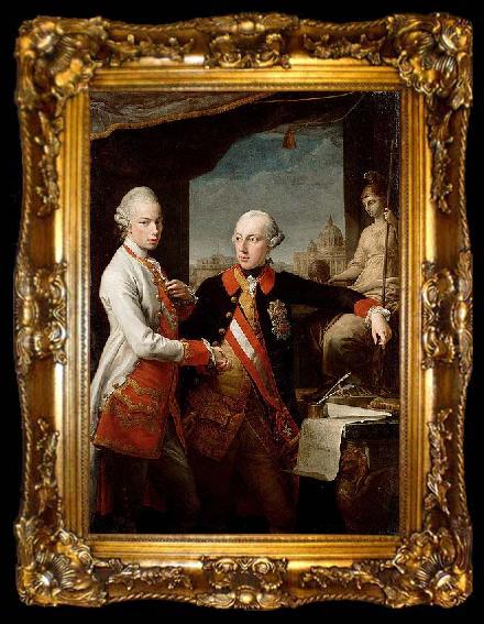 framed  Pompeo Batoni Portrait of Emperor Joseph II (right) and his younger brother Grand Duke Leopold of Tuscany (left), who would later become Holy Roman Emperor as Leopo, ta009-2