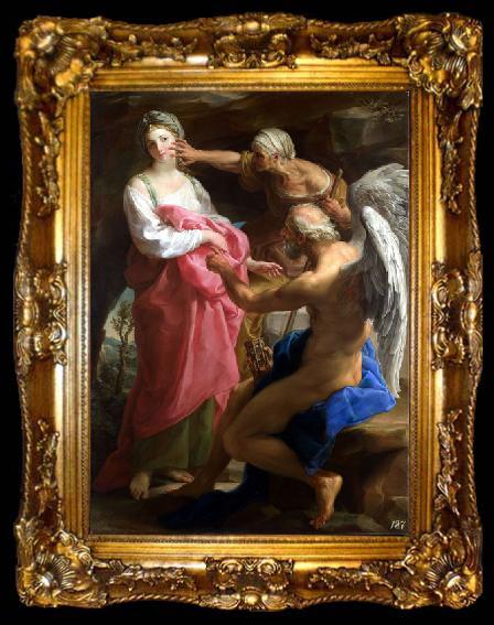 framed  Pompeo Batoni Time orders Old Age to destroy Beauty., ta009-2