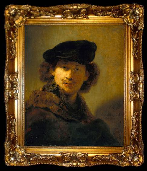framed  Rembrandt Peale Self Portrait with Velvet Beret, ta009-2