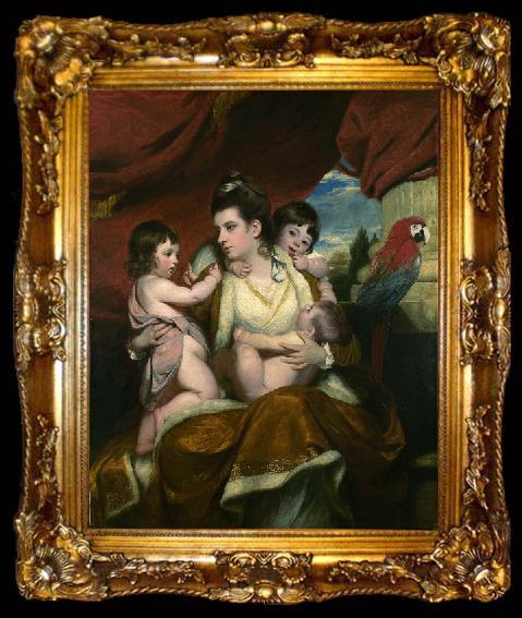framed  Sir Joshua Reynolds Portrait of Lady Cockburn and her three oldest sons, ta009-2