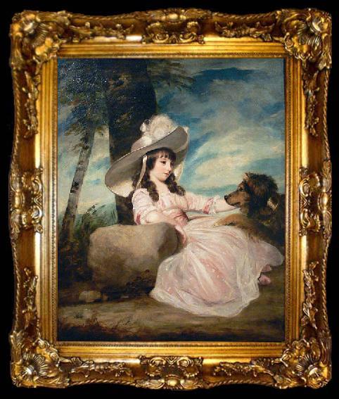 framed  Sir Joshua Reynolds Portrait of Miss Anna Ward with Her Dog, ta009-2