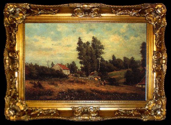 framed  Theodore Fourmois Landscape with farms, ta009-2