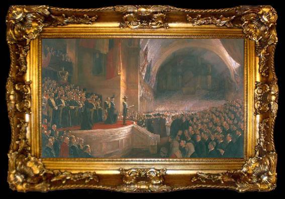 framed  Tom roberts Opening of the First Parliament of the Commonwealth of Australia by H.R.H. The Duke of Cornwall and York, ta009-2