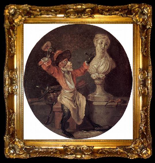 framed  WATTEAU, Antoine Le Singe sculpteur, ta009-2