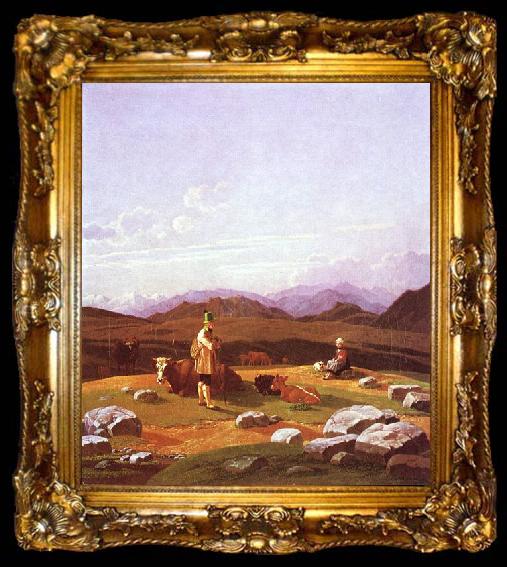 framed  Wilhelm von Kobell Jager auf der Hochalm, ta009-2