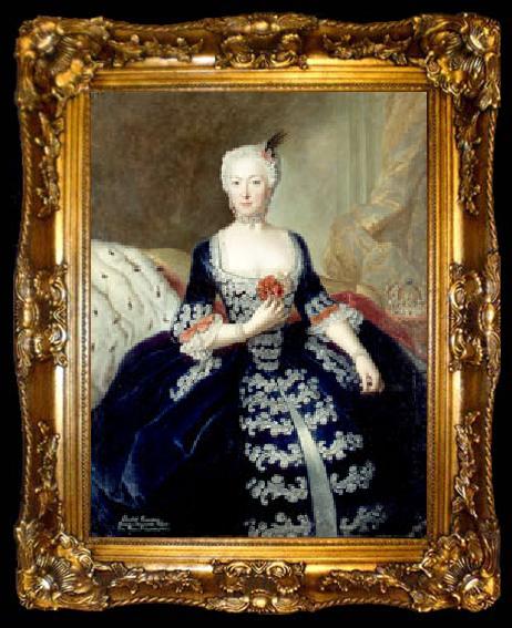 framed  antoine pesne Portrait of Elisabeth Christine von Braunschweig-Bevern, ta009-2