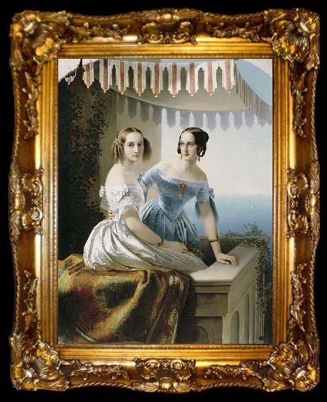 framed  unknow artist Grand princesses Mariya Nikolayevna and Olga Nikolayevna, ta009-2