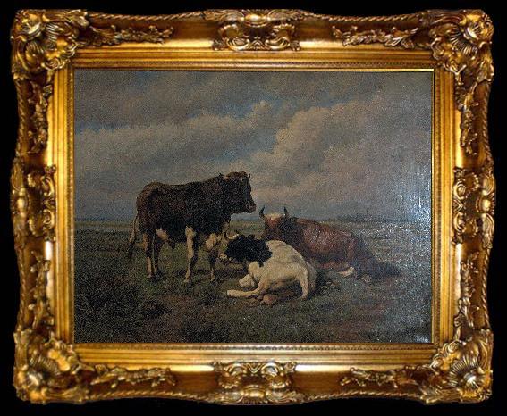framed  unknow artist Two cows and a bull, ta009-2