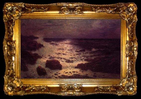 framed  unknow artist Moonlight on the Sea and the Rocks, ta009-2