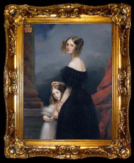 framed  unknow artist Anne-Louise Alix de Montmorency, with her daughter, ta009-2