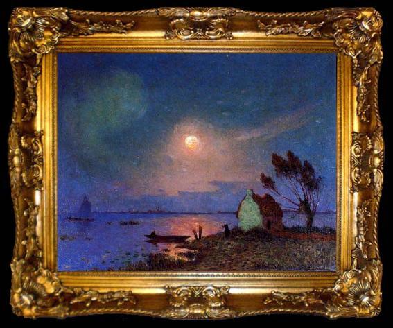 framed  unknow artist Pont-Aven in the Moonlight, ta009-2