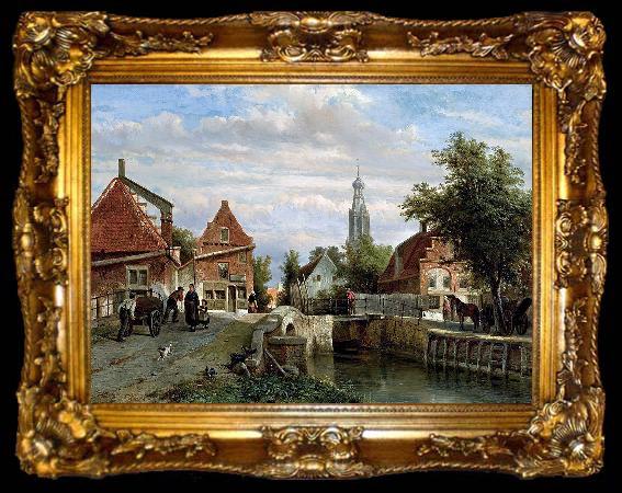 framed  unknow artist A view of the Staal Everspijp and the Grote Kerk in summer, ta009-2