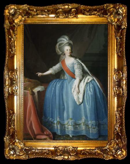 framed  unknow artist Portrait of Queen Maria I of Portugal in an 18th century painting, ta009-2