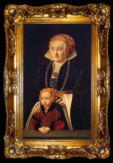 framed  unknow artist Portrait of a Lady with her daughter, ta009-2