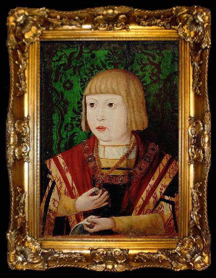 framed  unknow artist Portrat Erzherzog Ferdinand (Kaiser Ferdinand I.) im Alter von zehn oder zwolf Jahren, ta009-2