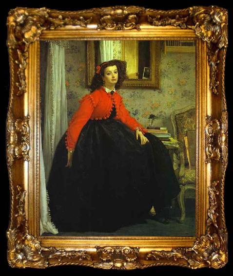 framed  unknow artist Portrait of Miss L. L., ta009-2