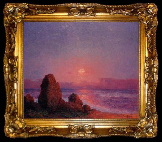 framed  unknow artist Sunset of the Breton Coast, ta009-2