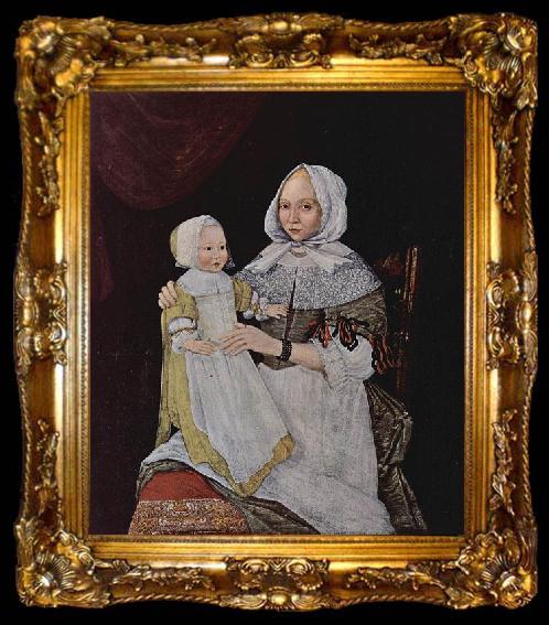 framed  unknow artist Portrat der Mrs. Elisabeth Freake und ihrer Tochter Mary, ta009-2