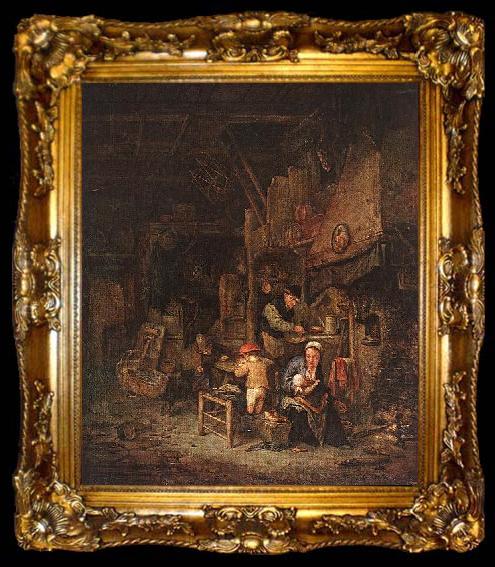framed  Adriaen van ostade Interior with a Peasant Family, ta009-2