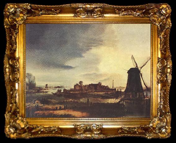 framed  Aert van der Neer Landscape with Windmill, ta009-2