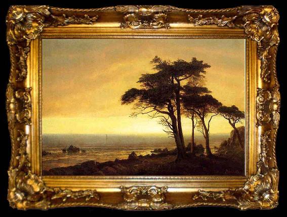 framed  Albert Bierstadt The Sunset at Monterey Bay, the California Coast, ta009-2