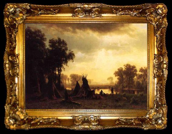 framed  Albert Bierstadt An Indian Encampment, ta009-2