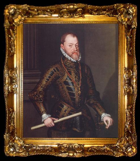 framed  Alonso Sanchez Coello Portrait of Philip II of Spain, ta009-2