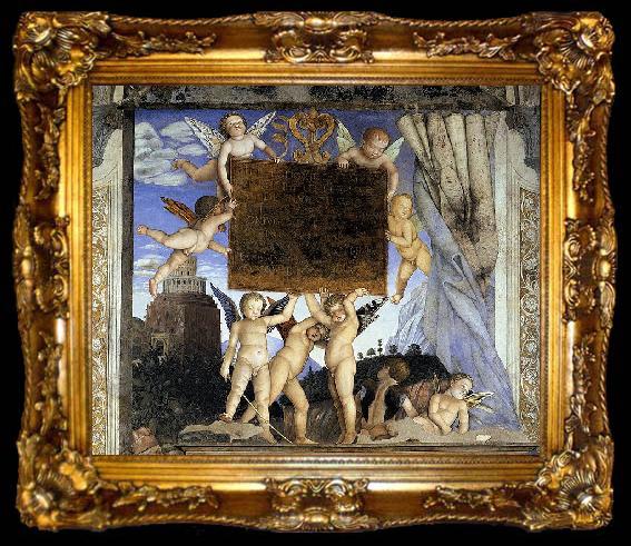 framed  Andrea Mantegna Inscription with Putti, ta009-2