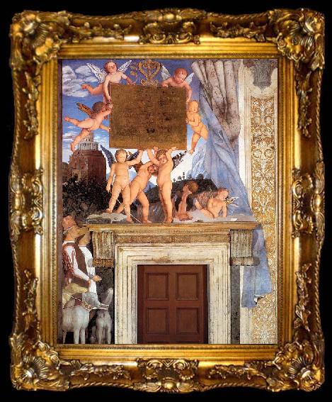 framed  Andrea Mantegna Inscription with Putti, ta009-2