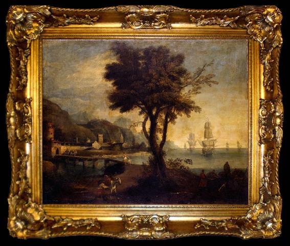 framed  Anonymous Paesaggio fluviale con figure, ta009-2