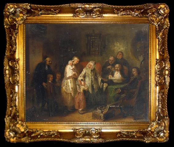 framed  Anonymous Young widow and four children at the opening of the last will, ta009-2