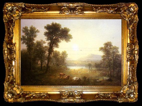 framed  Asher Brown Durand Lake Scene in the Mountains, ta009-2