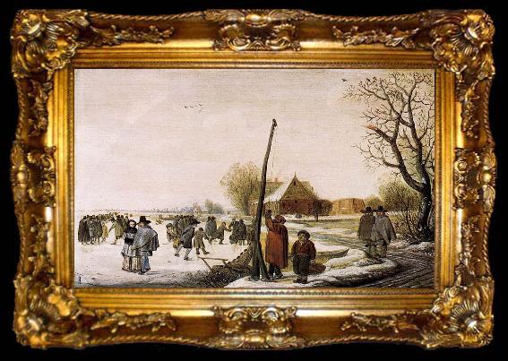 framed  Barend Avercamp Landscape with Frozen River, ta009-2