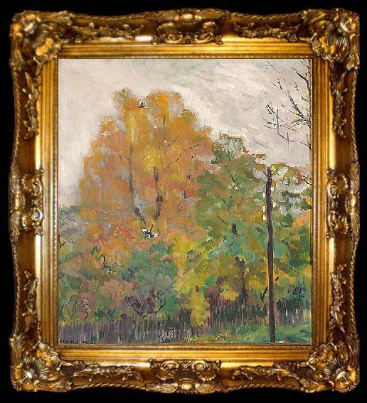 framed  Bernhard Folkestad Deciduous trees in fall suit with cuts, ta009-2
