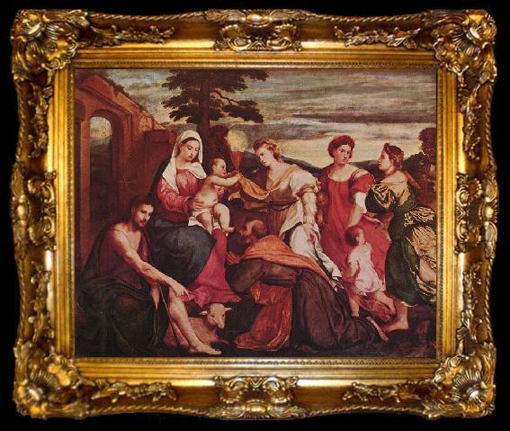 framed  Bonifacio de Pitati Maria mit den drei theologischen Tugenden, ta009-2