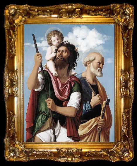 framed  CIMA da Conegliano St Christopher with the Infant Christ and St Peter, ta009-2