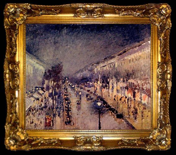 framed  Camille Pissarro Boulevard Montmartre in der Nacht, ta009-2