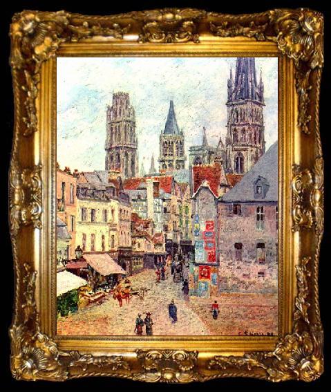 framed  Camille Pissarro Rouen, Rue de l Epicerie, ta009-2