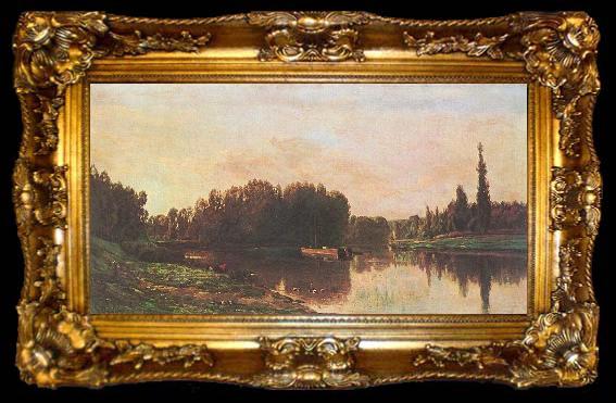 framed  Charles-Francois Daubigny Der Zusammenflub der Seine und Oise, ta009-2
