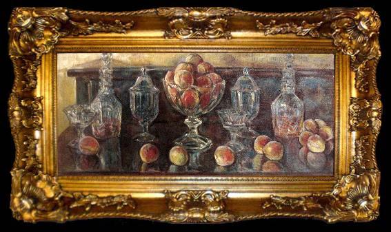 framed  Childe Hassam Still Life with Peaches and Old Glass, ta009-2
