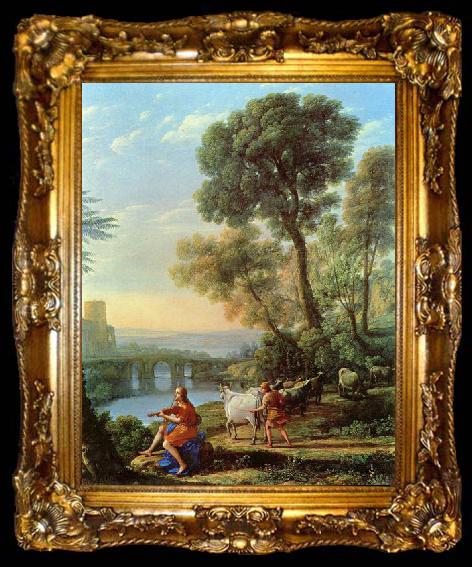 framed  Claude Lorrain Landschaft mit Apollo und Merkur, ta009-2